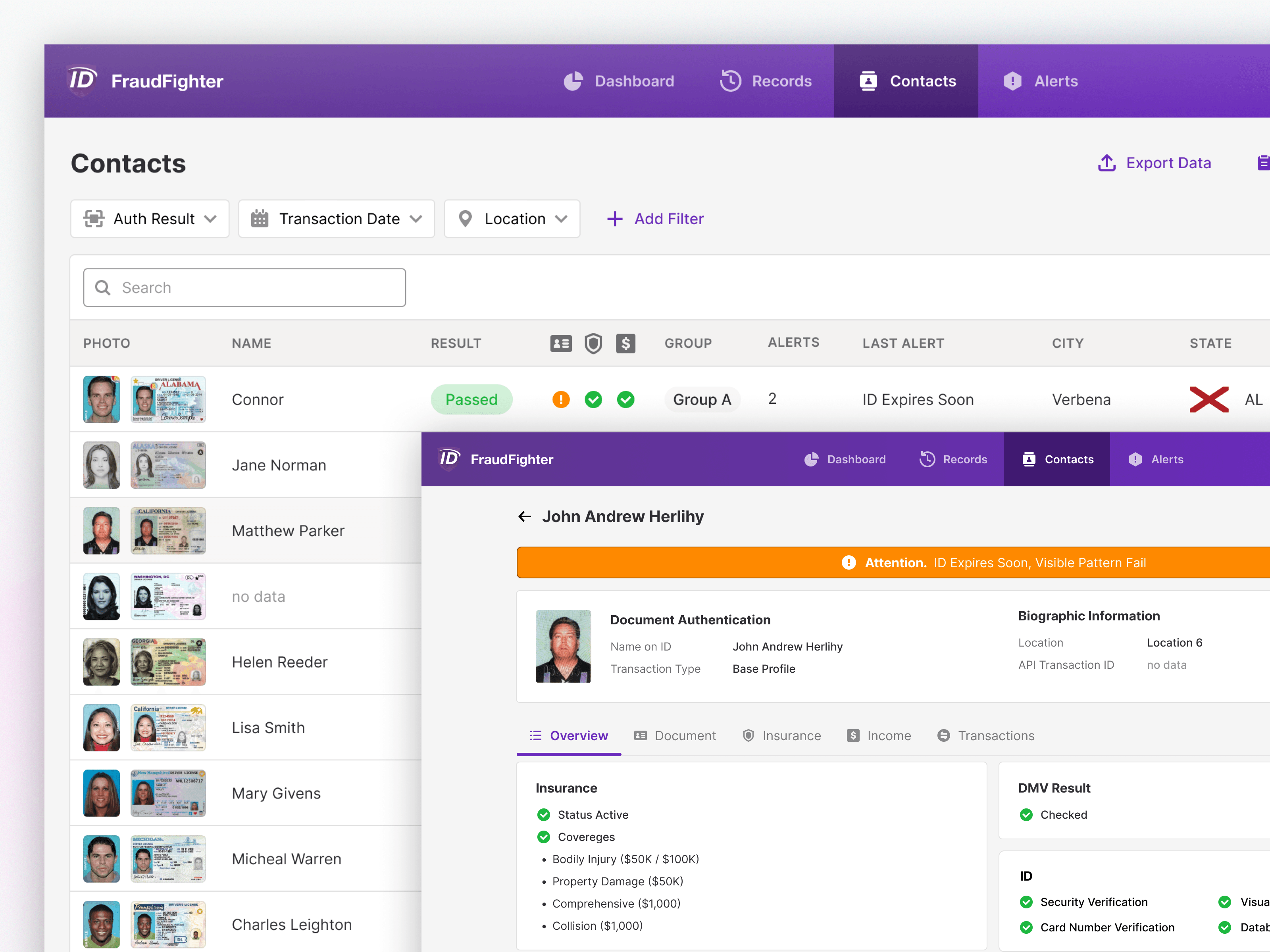 FraudFighter — role-based contact detail