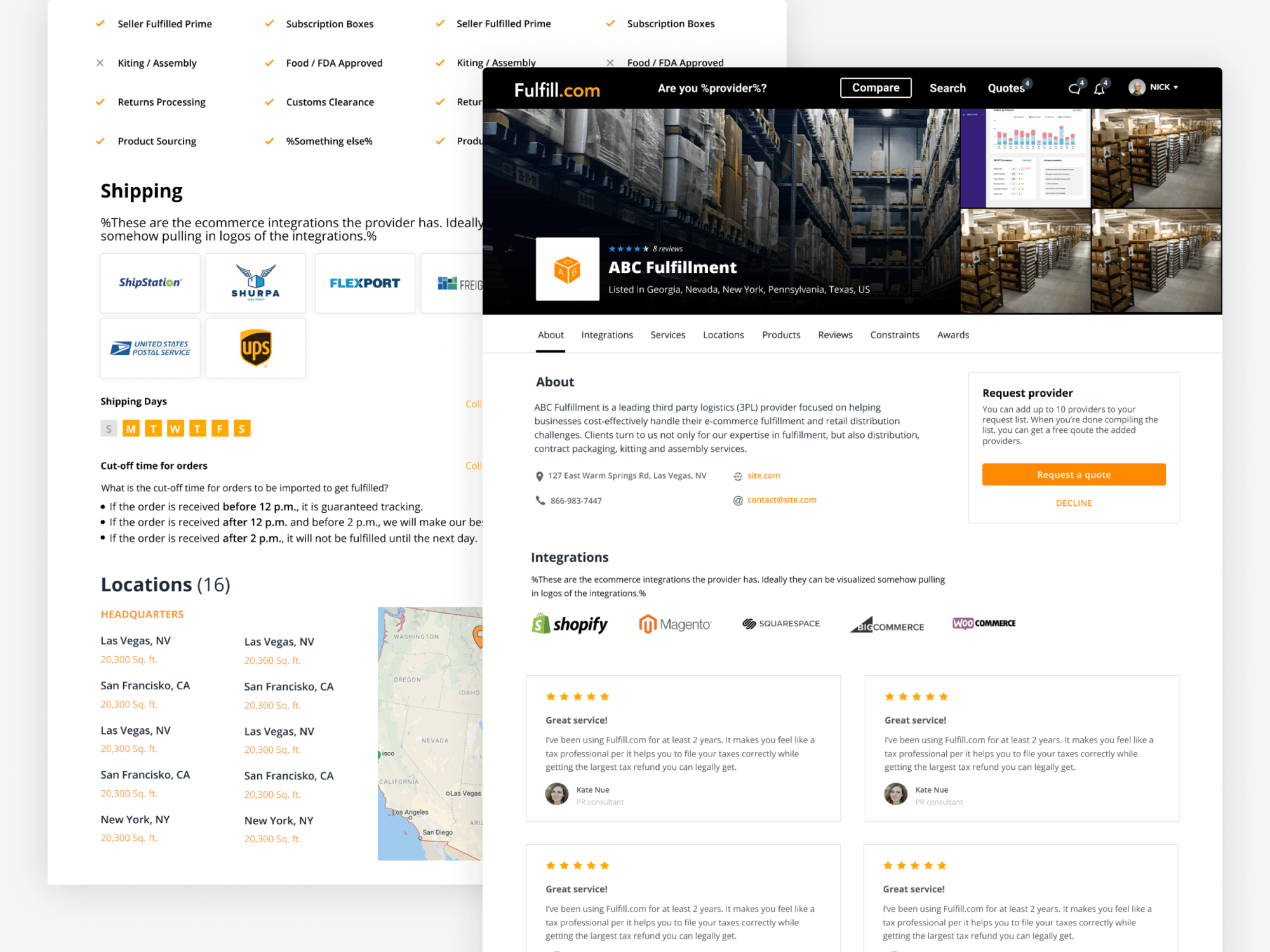 Fulfill — provider detail page