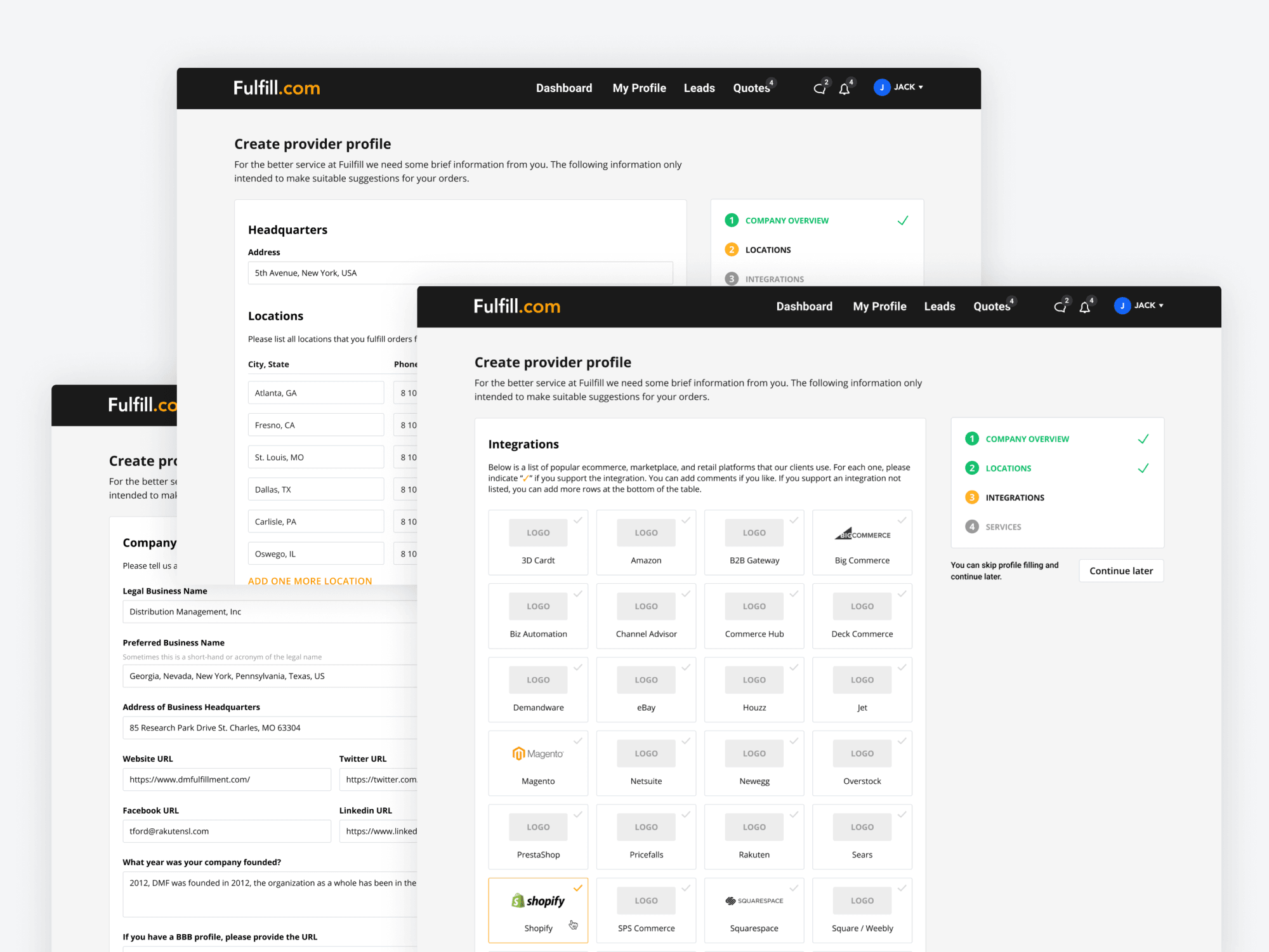 Fulfill — provider onboarding wizard