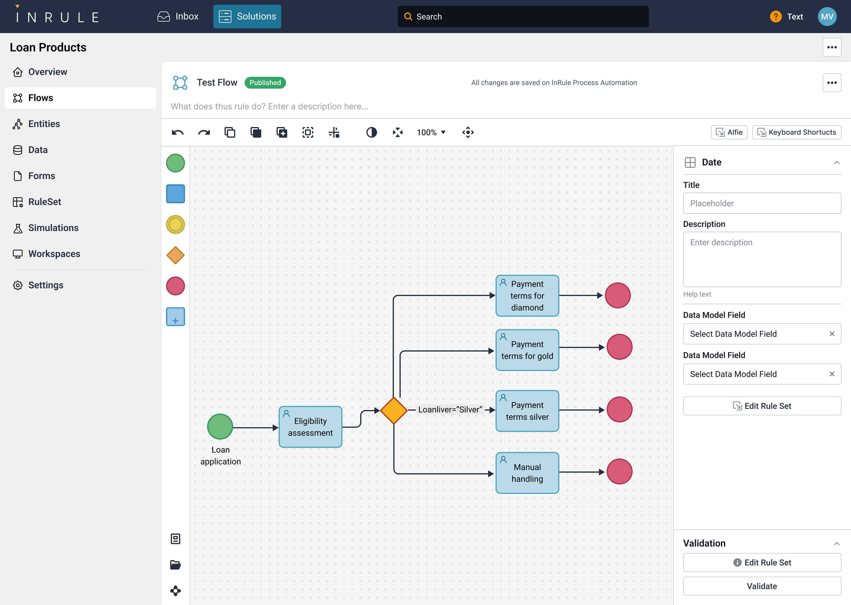 InRule — view a saved flow