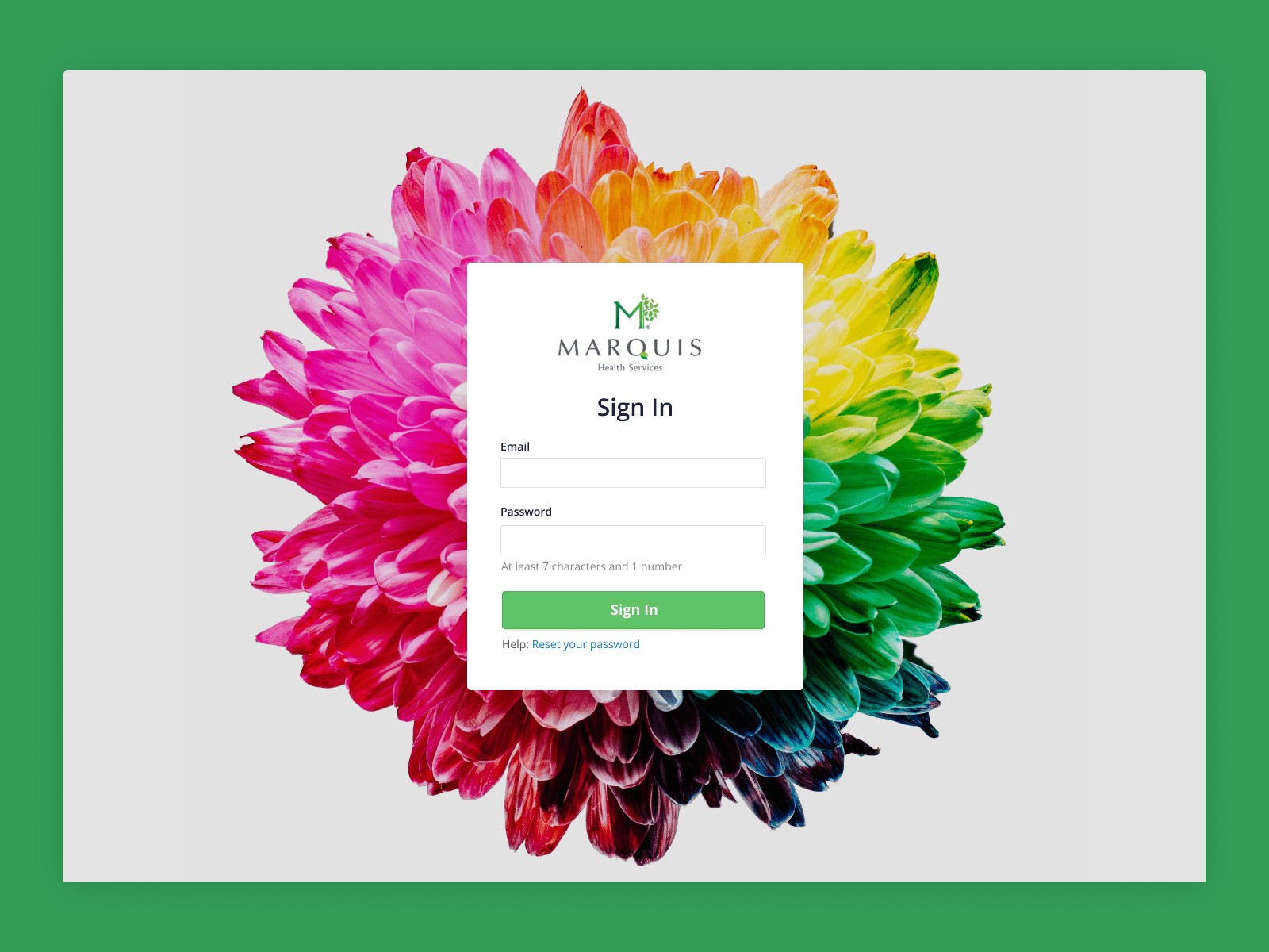 Marquis — sign-in screen