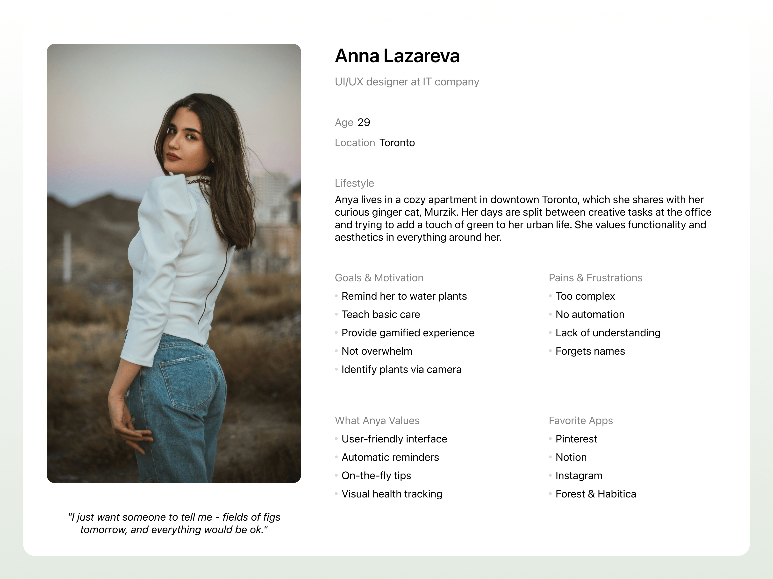 Persona — Anna Lazareva, urban plant owner in Toronto