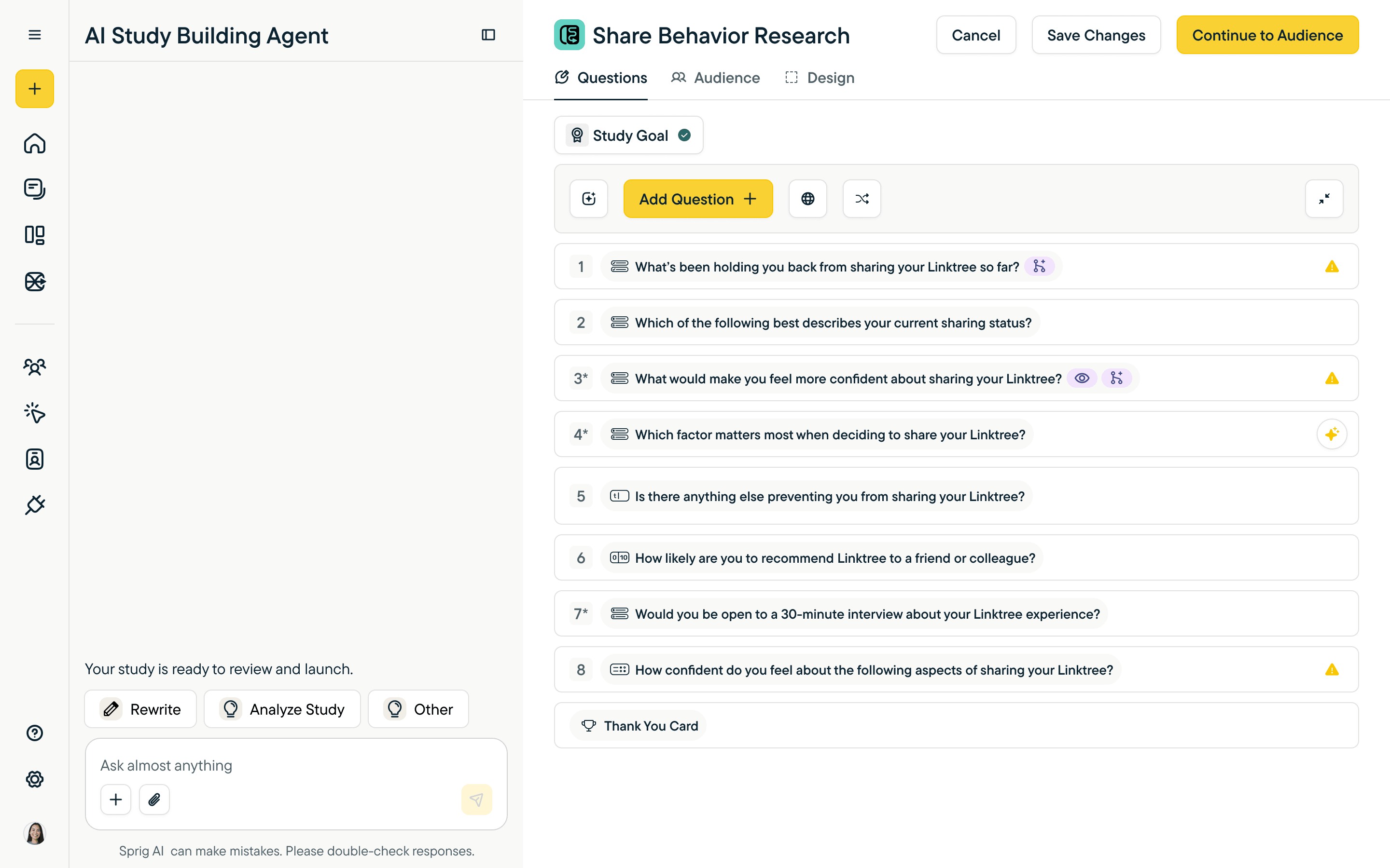 Sprig — Builder Mode editor with chat sidebar