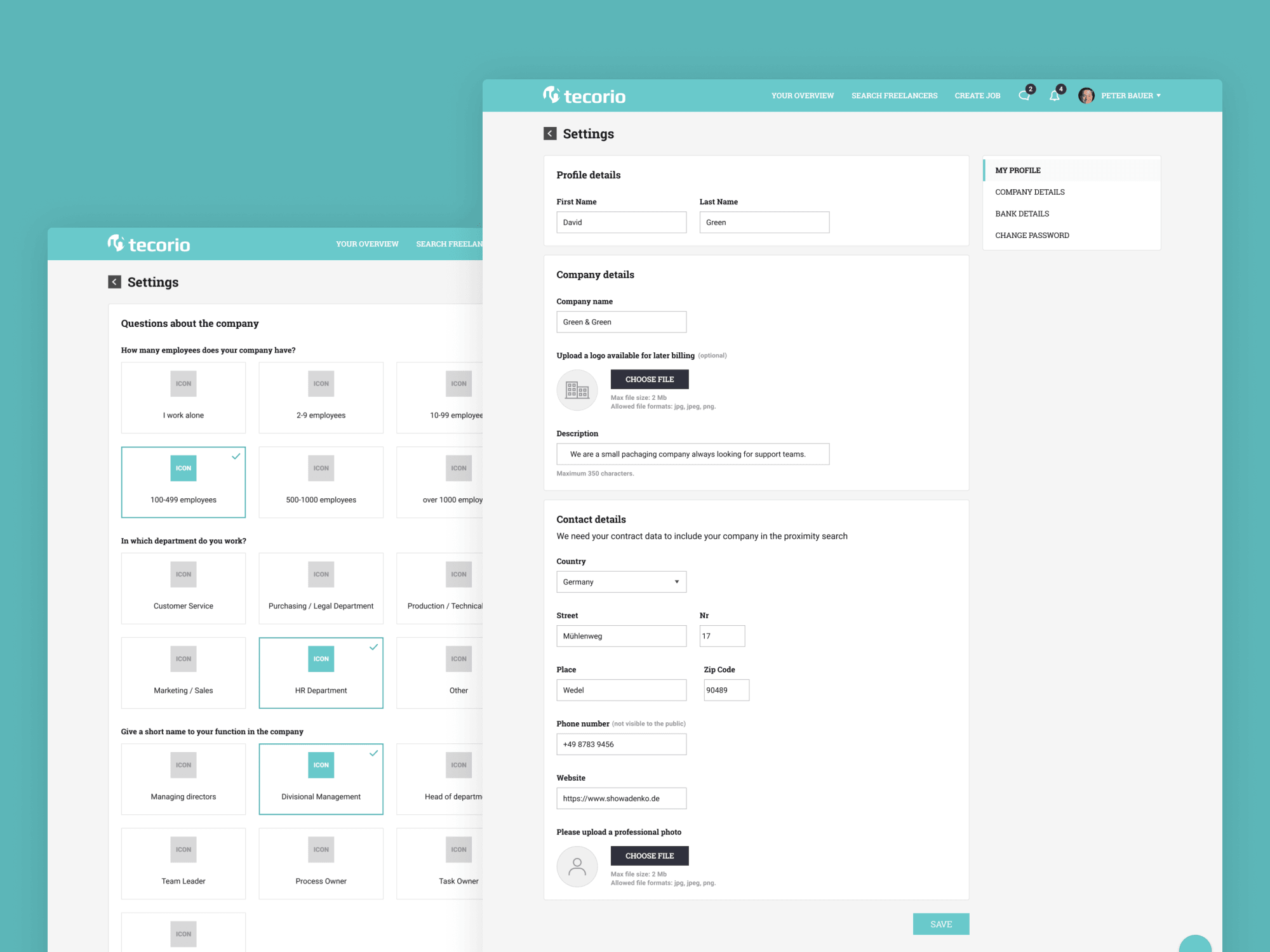 Tecorio — employer onboarding